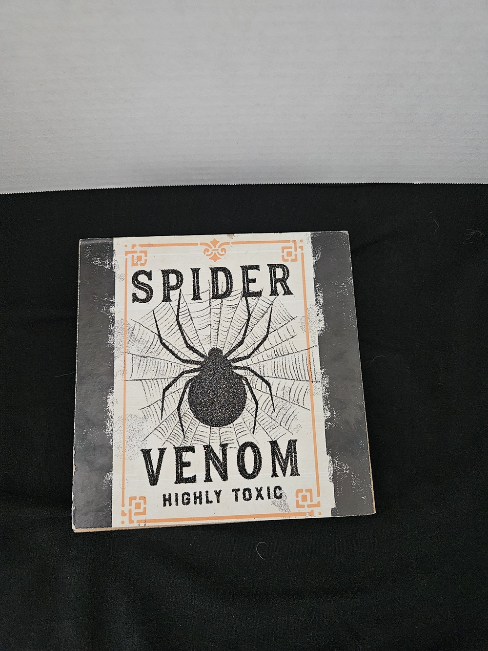 Spider Venom Decorative Wood Sign - Black & Cream
